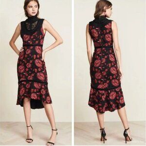 Alice+Olivia Floral Lace Midi Dress Size 0